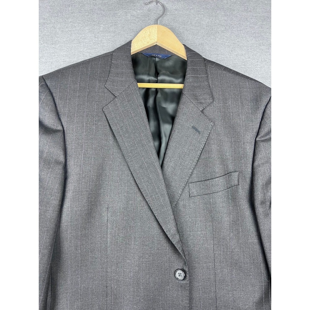 Brooks Brothers Loro Piana Super 110s Wool Pinstripe Blazer Grey Mens 46R 41W